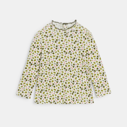 تيشيرت كوت مسطح وياقة متموّجة باللون الأخضر للفتيات الرضع.